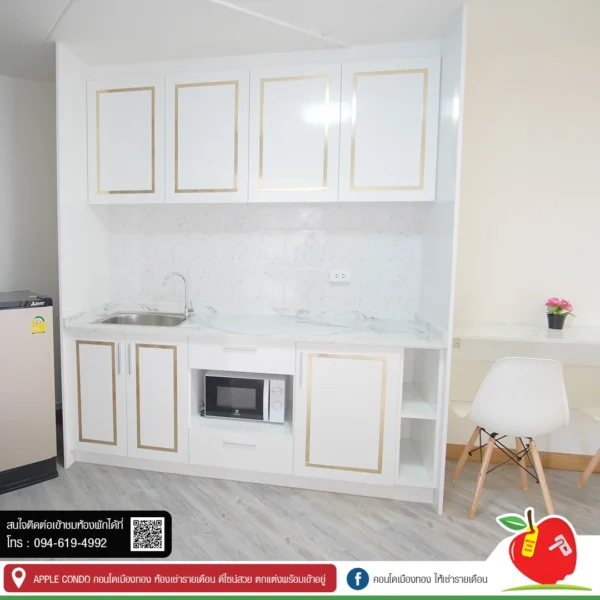 apple condo, ป๊อบปูล่าคอนโด ห้องว่างให้เช่าเมืองทอง โซน C3 ชั้น15 ห้อง21 ราคา 5000 บาท เฟอร์นิเจอร์ built-in